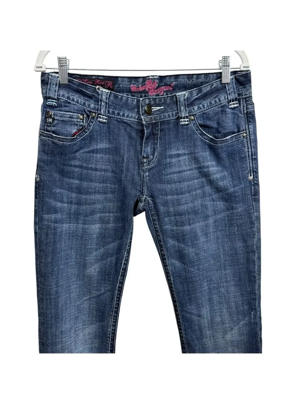 Rock & Roll Cowgirl Low Rise Bootcut Jeans Sequin‎ Pistols Size 30x34